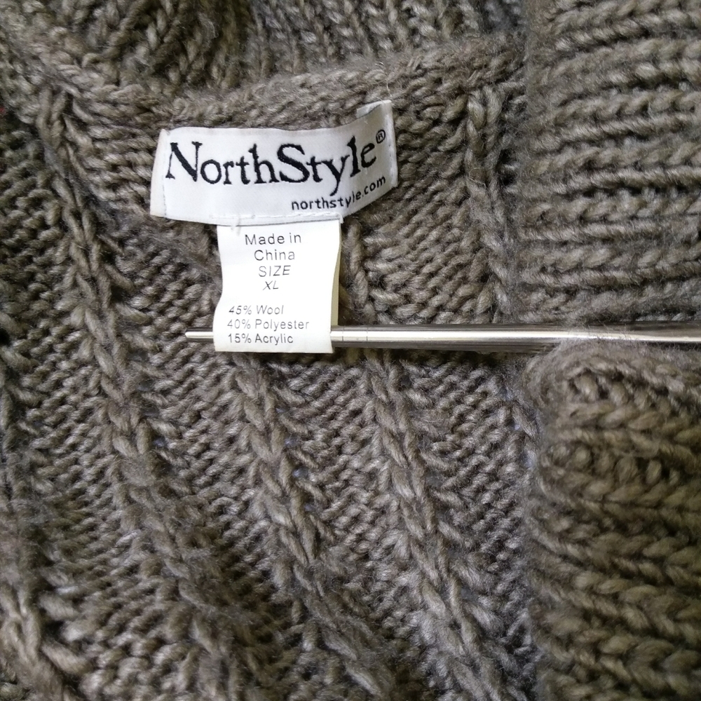 NorthStyle Grey/Taupe Cable Knit Cardigan - Picture 6 of 6